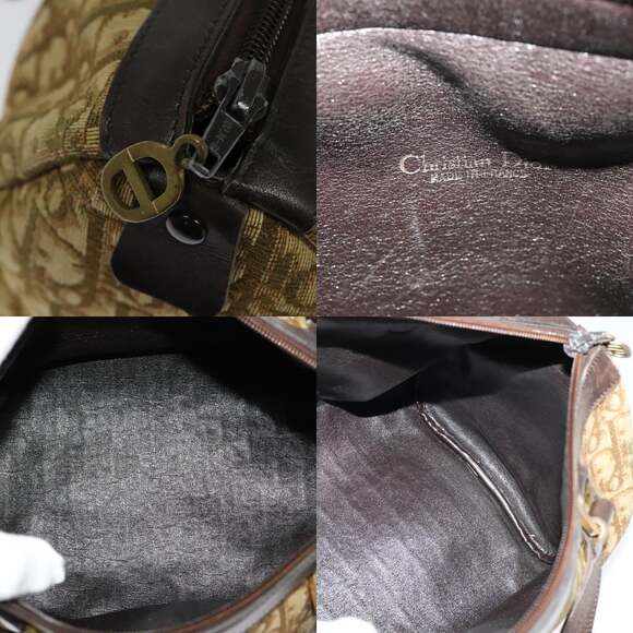 DIOR Trotter Canvas Boston Bag Brown Gold - Picture 11 of 12